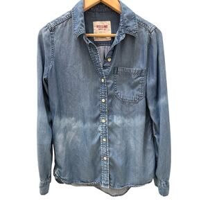 Blue Ombre Button Up Jean Shirt